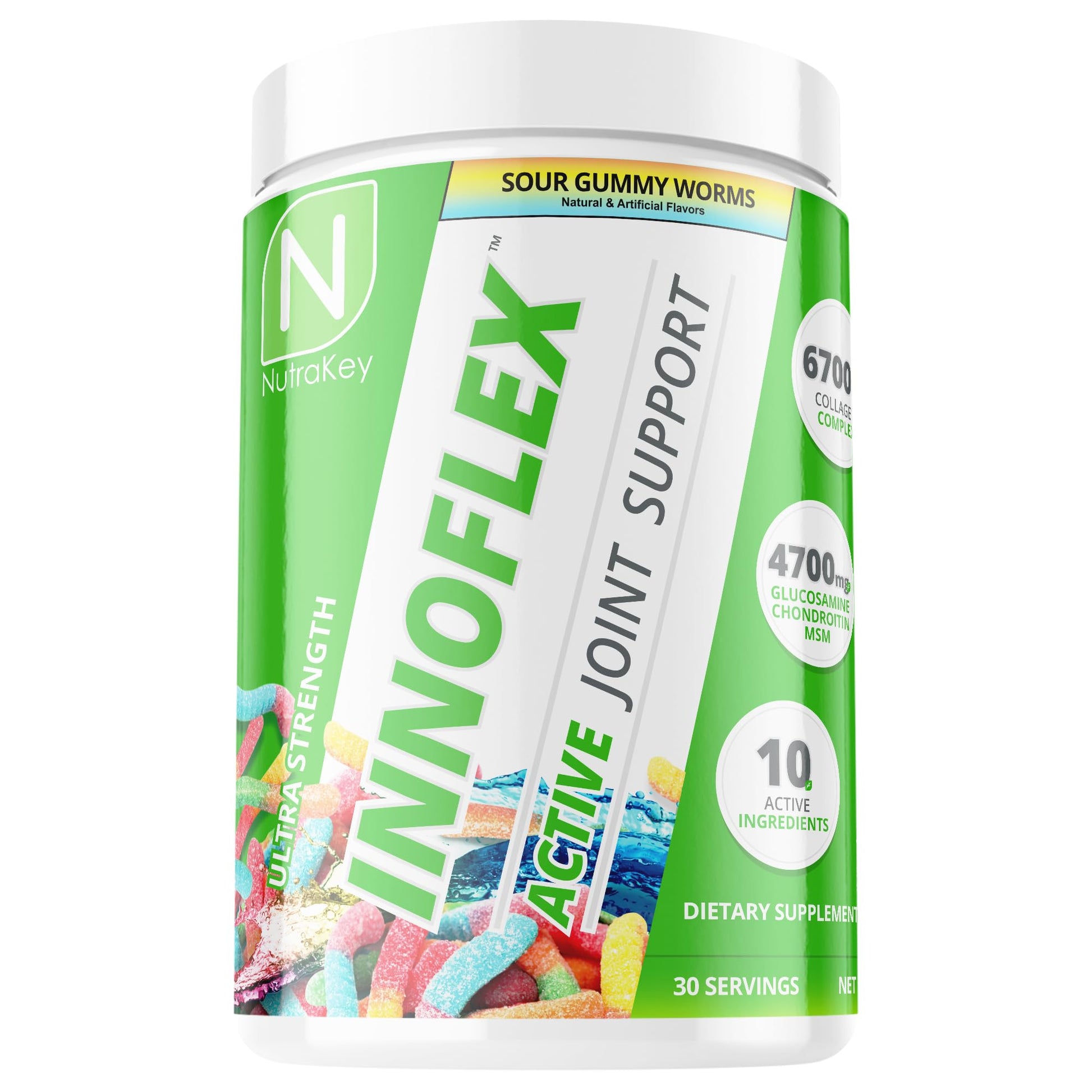 NutraKey Innoflex Glucosamine with Chondroitin, MSM, Hyaluronic Acid and Collagen Powder 14.07 Ounce
