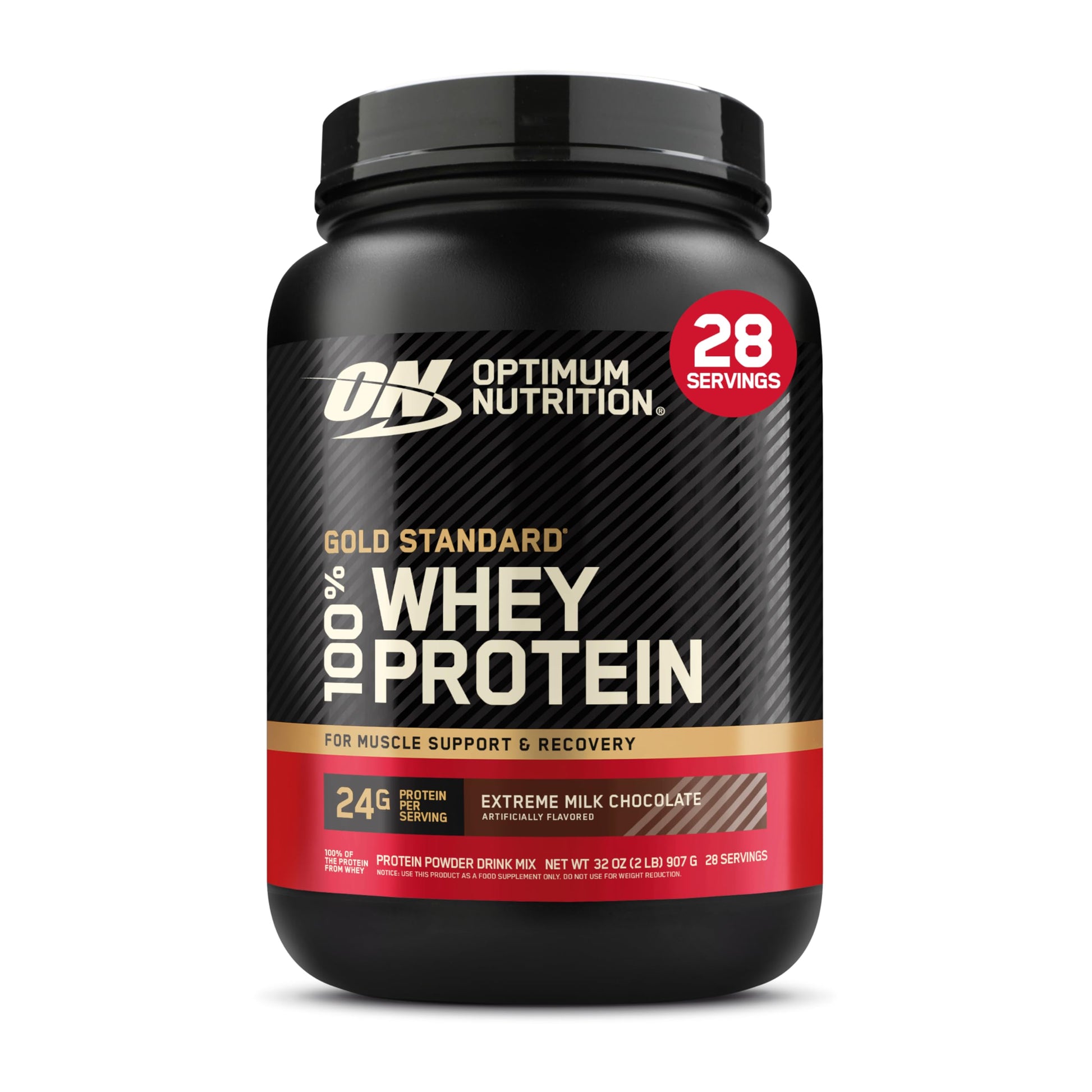 Optimum Nutrition Gold Standard 100% Whey Protein Powder, Extreme Milk Chocolate, 2 lb, 32 Servings