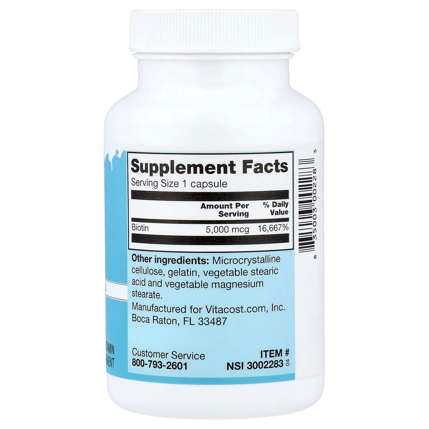 Vitacost Brand Biotin 5000 mcg 300 Capsules