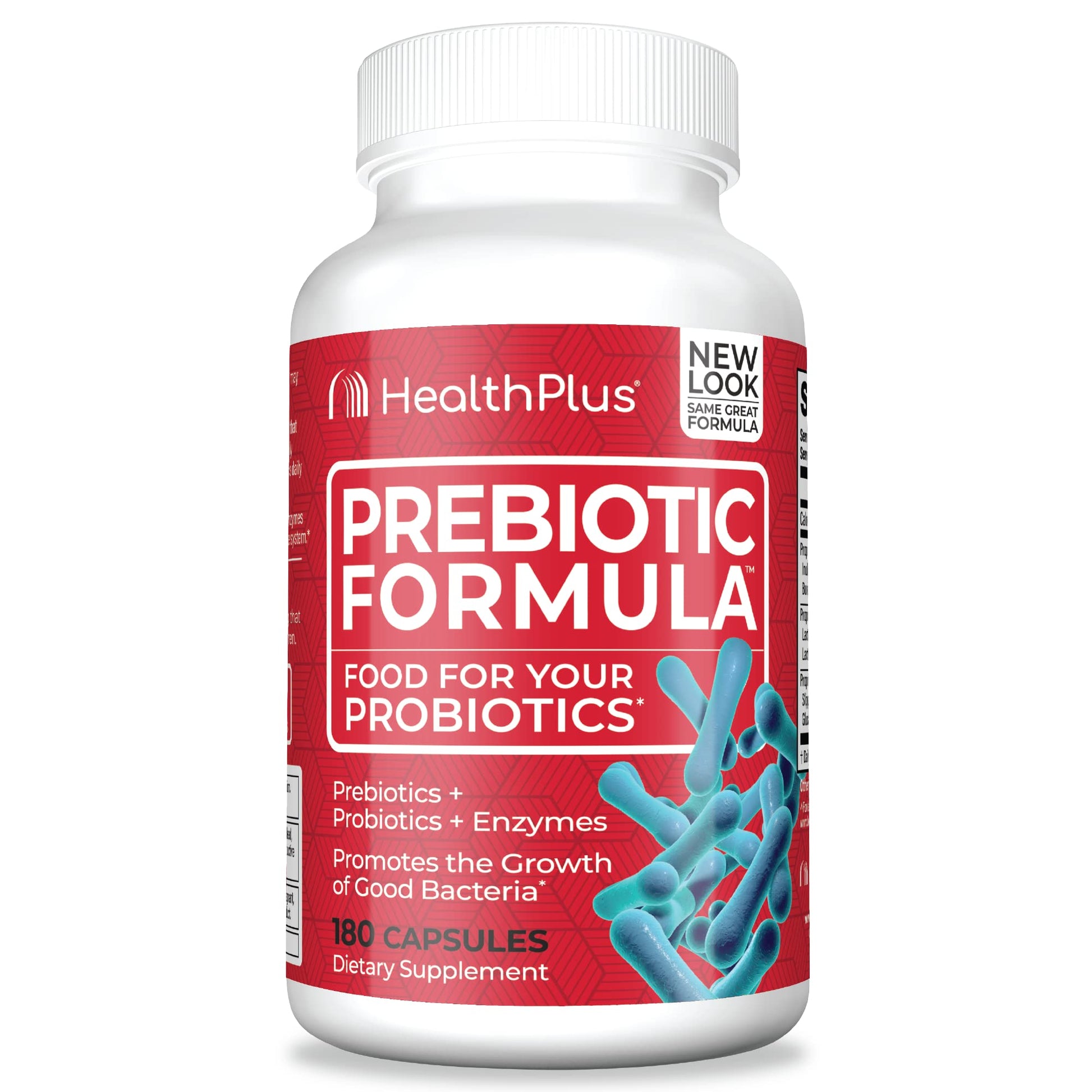 Health Plus Prebiotic Formula Probiotics + Prebiotics + Digestive Enzymes Capsules 180 Count