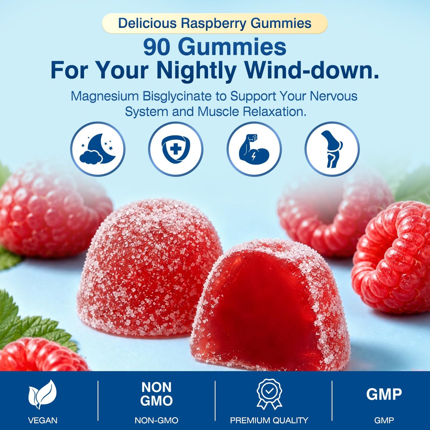 RFOLQ Magnesium Bisglycinate Gummies Gummy 90 Count
