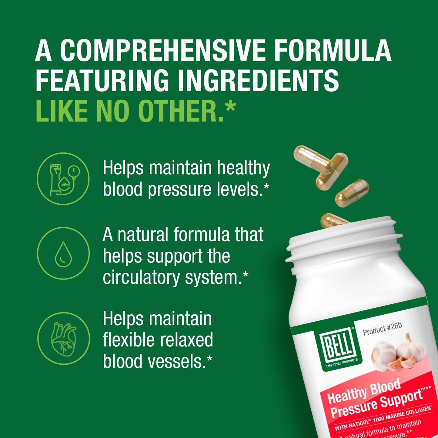 Bell Healthy Blood Pressure Support Capsules, 120 Count