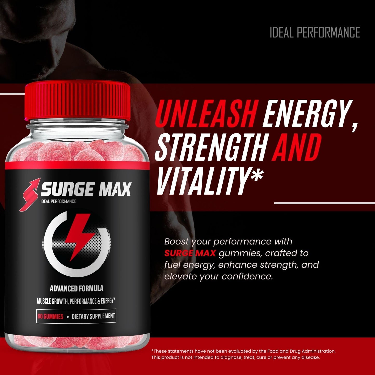 IDEAL PERFORMANCE Surge Max Gummies for Men, 120 Count
