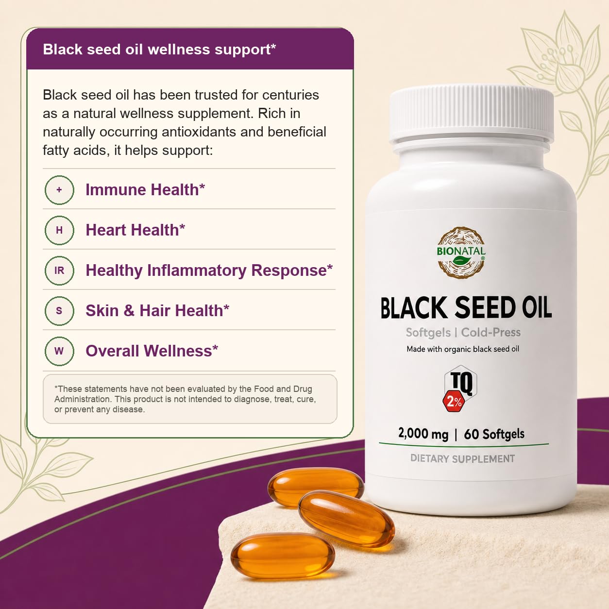 BioNatal Black Seed Oil Softgels 60 Count