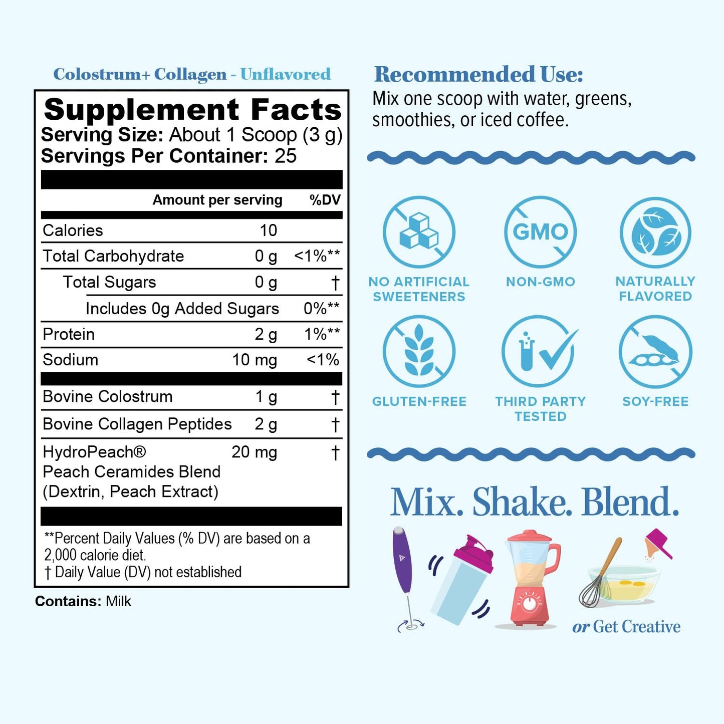 Vitauthority Colostrum Collagen Peptide Protein Powder Hydrolyzed HydroPeach Gut Health, Skin & Immune Support, 2.6 oz