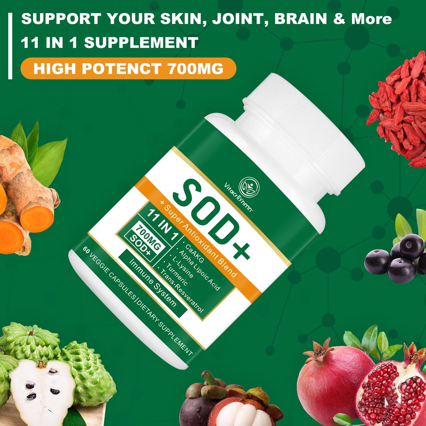 VITACRLLYNMN 700mg Sod Superoxide Dismutase Capsule, 60 Capsules