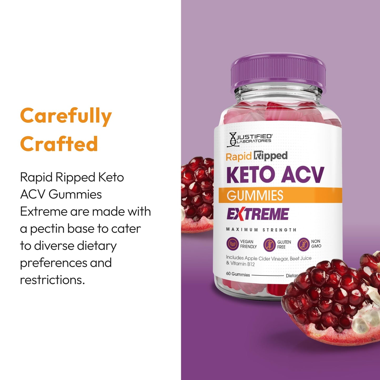Justified Laboratories Rapid Ripped Keto ACV Gummies Extreme (2000 mg) - 120 Gummies