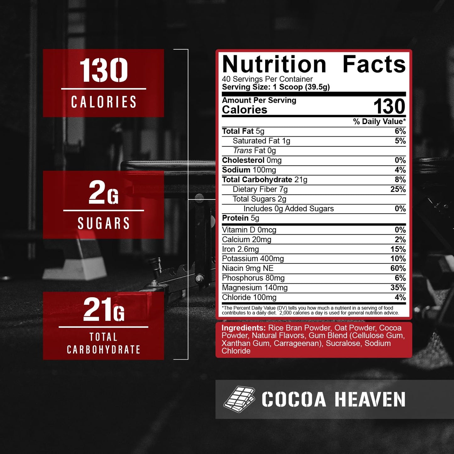 5% Nutrition Rich Piana Real Carbs Rice with Real Food Complex Carbohydrates Powder, 40 Servings, Cocoa Heaven