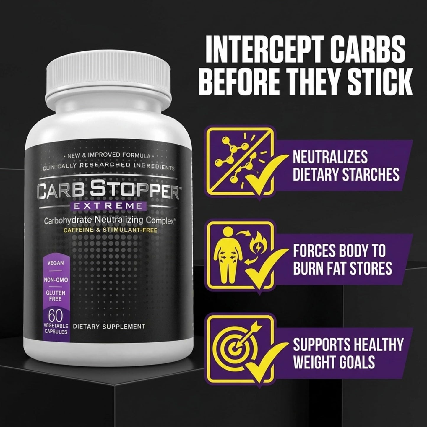 Carb Stopper Extreme White Kidney Bean Carb Blocker & Keto Cheat Pill Capsule, 60 Count