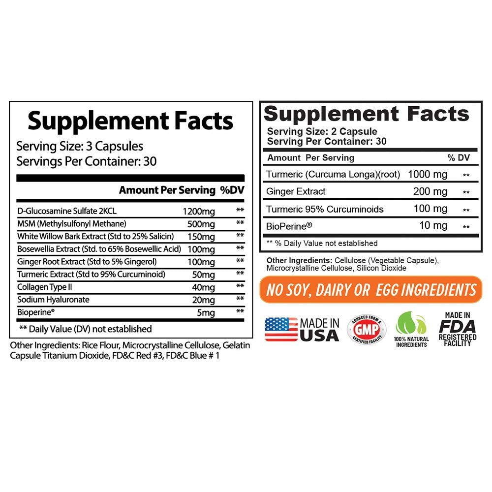 TerraForm Nutrition Joint Relief Combo Pack Vivaflex Plus Turmeric Curcumin with Ginger Capsules, 120 Count