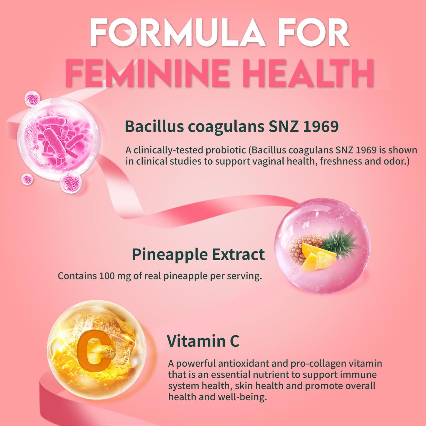 Airboy Vaginal Probiotic Gummies for Women, Pineapple Flavor, 60 Gummies