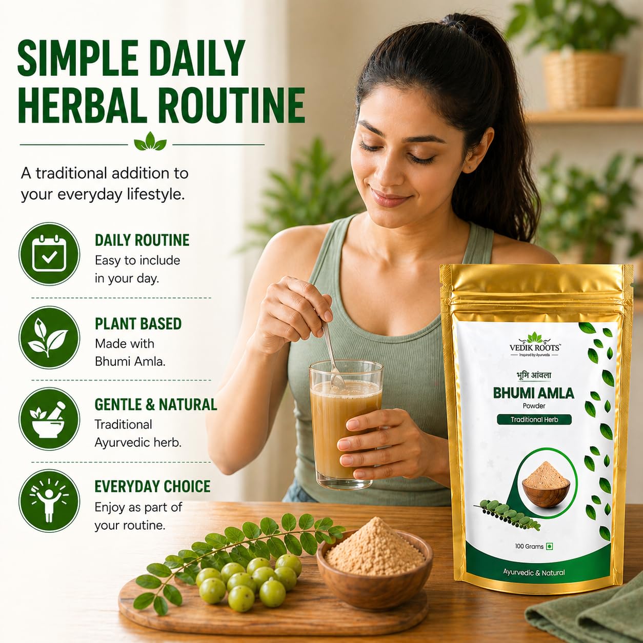 VEDIKROOTS Organic Bhumi Amla Powder 7.0548 Ounces