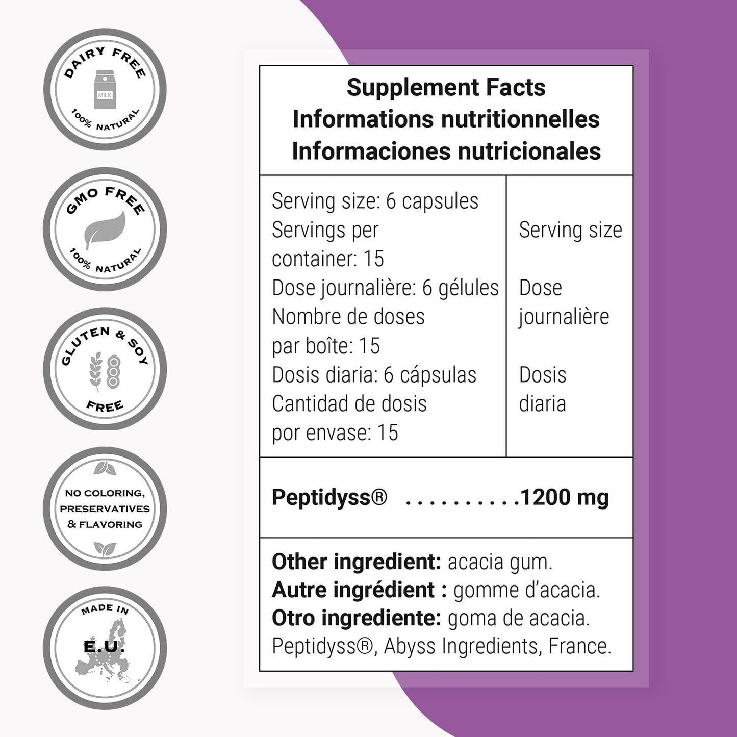 Supersmart Peptidyss 1200mg per Day (Patented & High Potency) Fish Protein Hydrolysate Supplement – Peptides & Amino Acids Complex, Non-GMO & Gluten Free, 90 Capsules