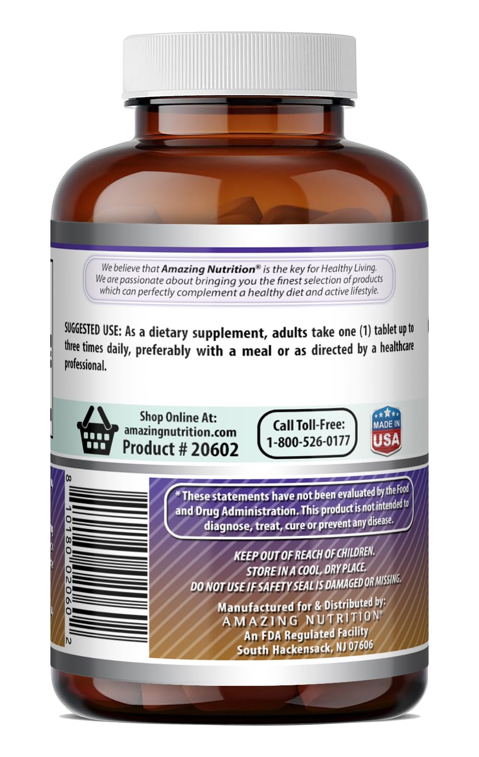 Amazing Nutrition L-Arginine Supplement Tablets 120 Count