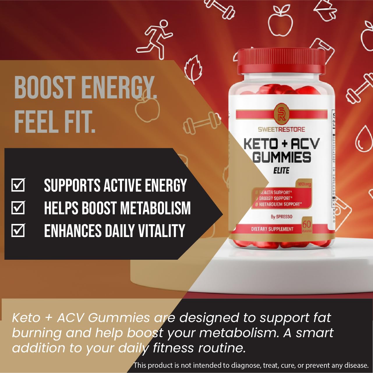 SPRESSO Sweet Restore KEO+ACV Gummies (180 Gummies)