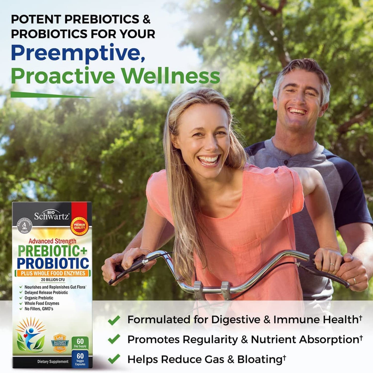 BioSchwartz Super Greens Powder with Probiotics, Prebiotics and Digestive Enzymes, 30 Servings