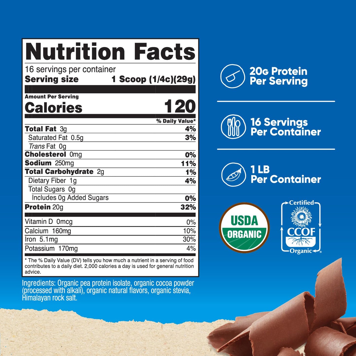 Nutricost Organic Pea Protein Powder (Chocolate) 1.01 lb