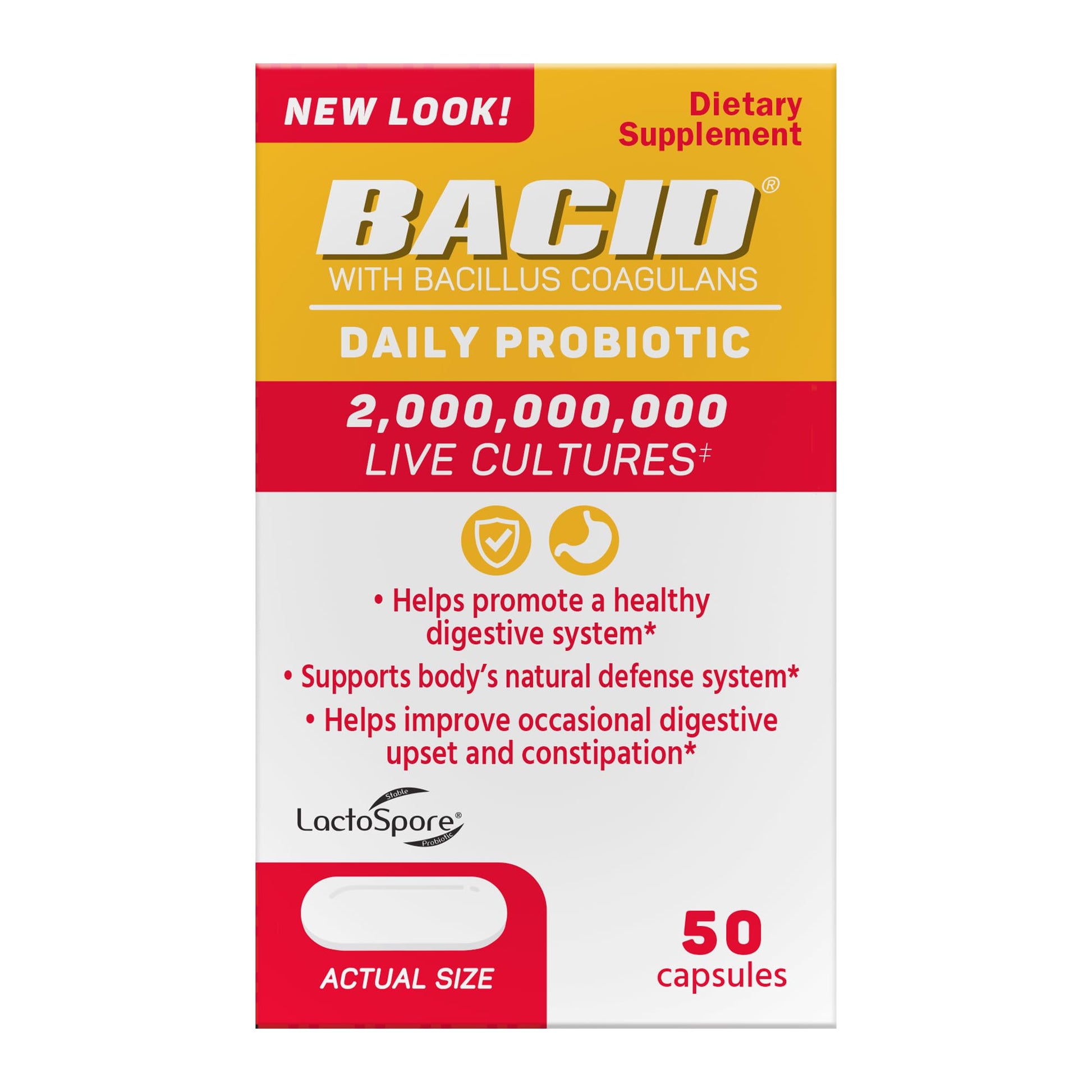 BACID Bacid Daily Probiotic with Bacillus Coagulans Capsule, 50 Count