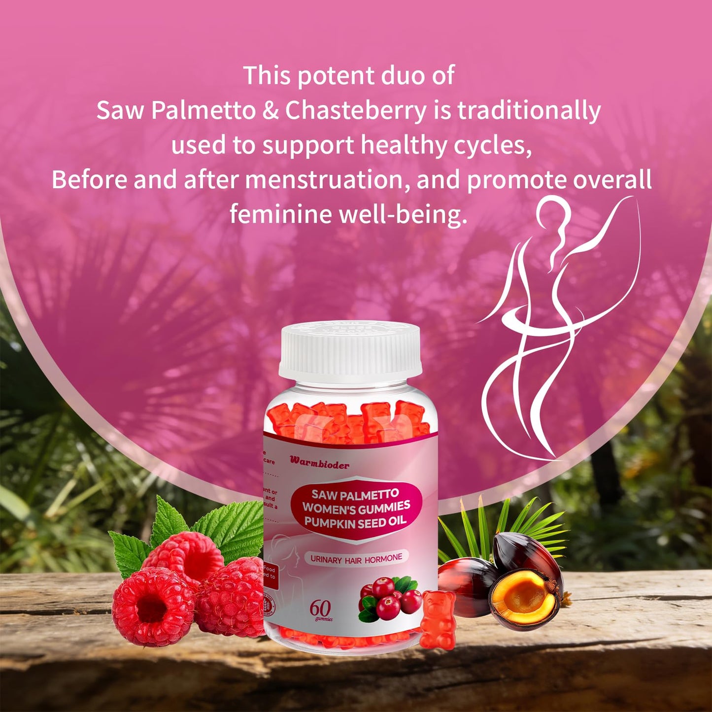 Warmbioder Saw Palmetto for Women Gummies 60 Count