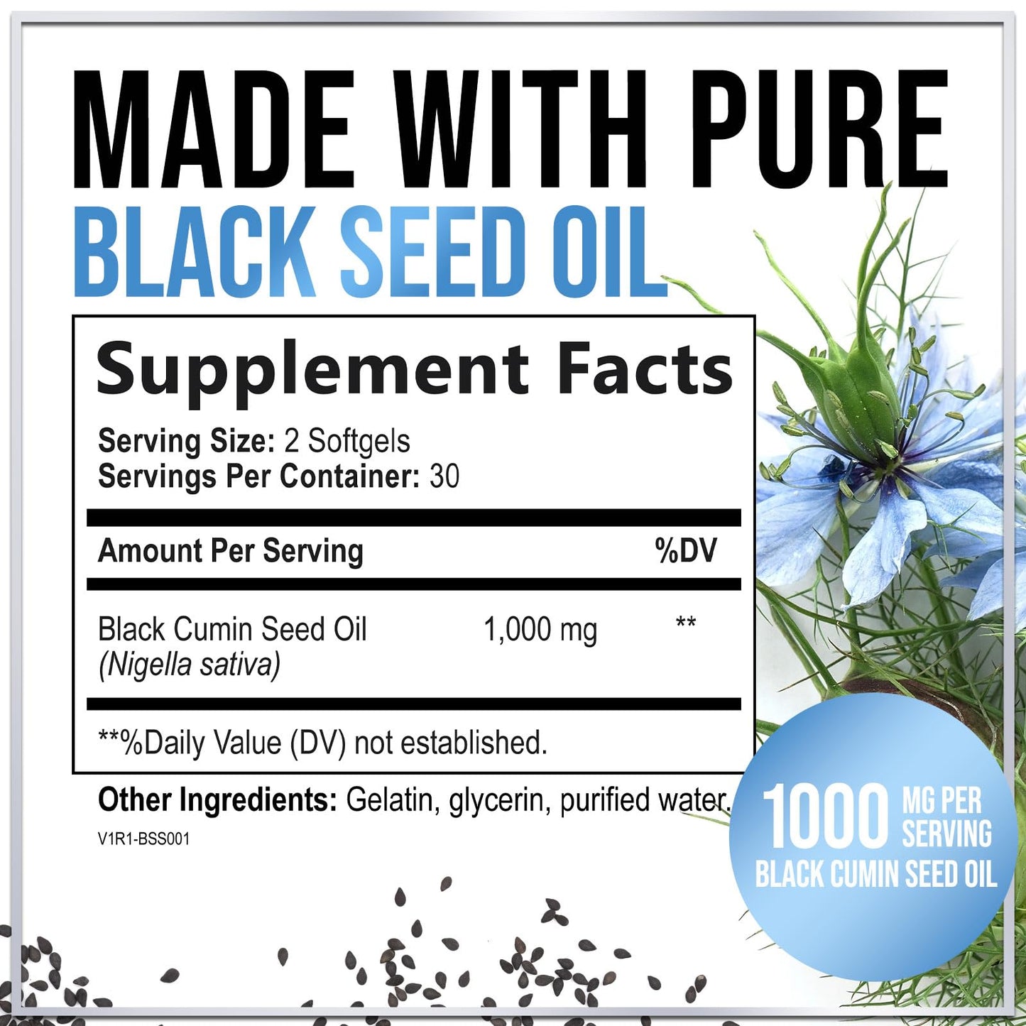 Hello Lovely! Black Cumin Seed Oil 1000mg Softgels, 60 Count