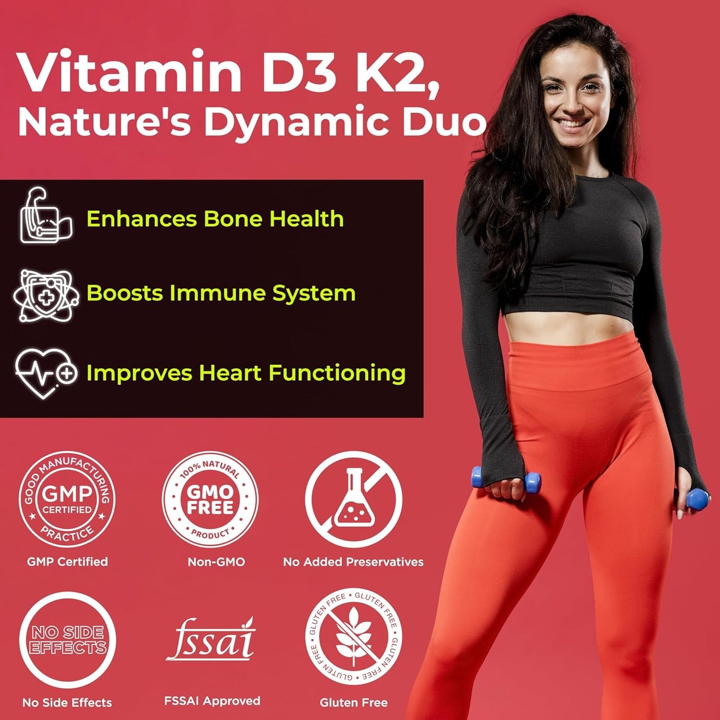Generic Vitamin D3 and K2 Tablets, 60 Count