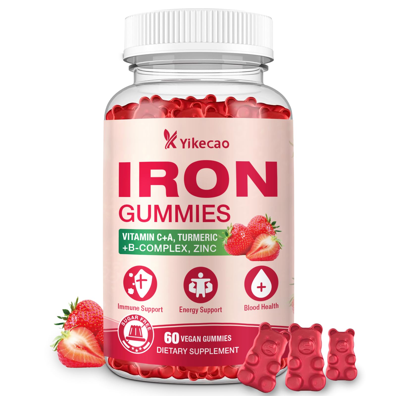 Yikecao Iron Supplement Gummies, 60 Count