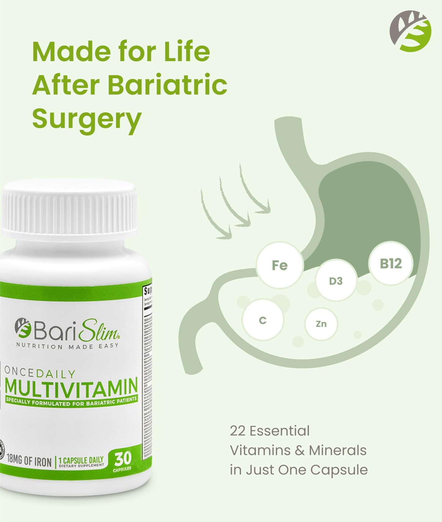 BariSlim Once Daily Bariatric Multivitamin Capsule, 30 Count