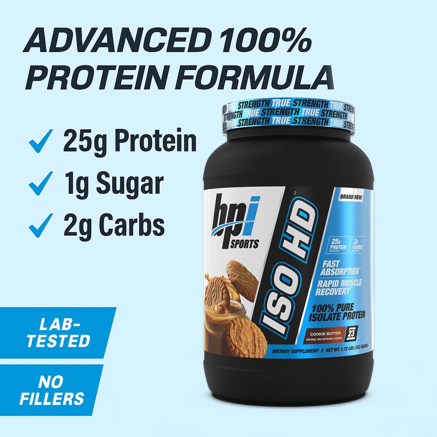 BPI Sports ISO HD Isolate Protein Powder – Cookie Butter, 25.6 oz