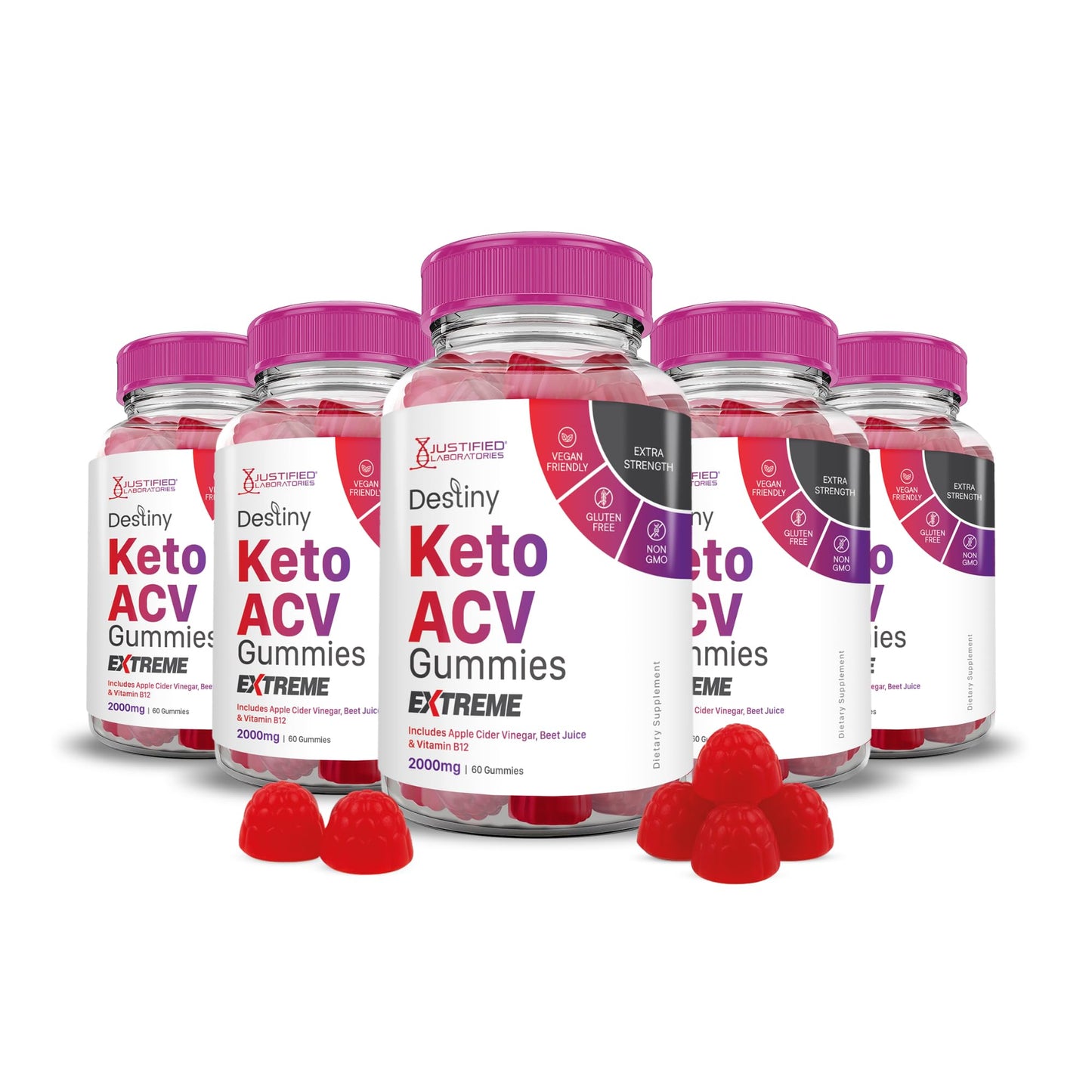 Justified Laboratories Destiny Keto ACV Gummies Extreme 300 Count