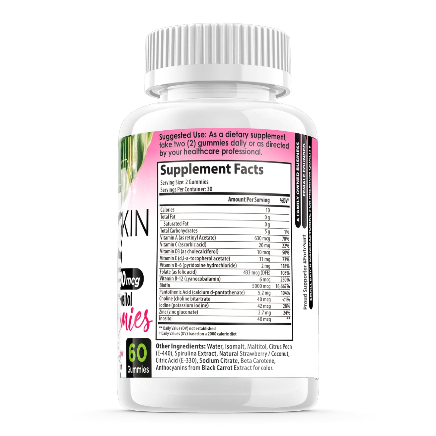 FORTE NATURALS Biotin Gummies 5,000mcg Hair Skin Nails, 60 Count