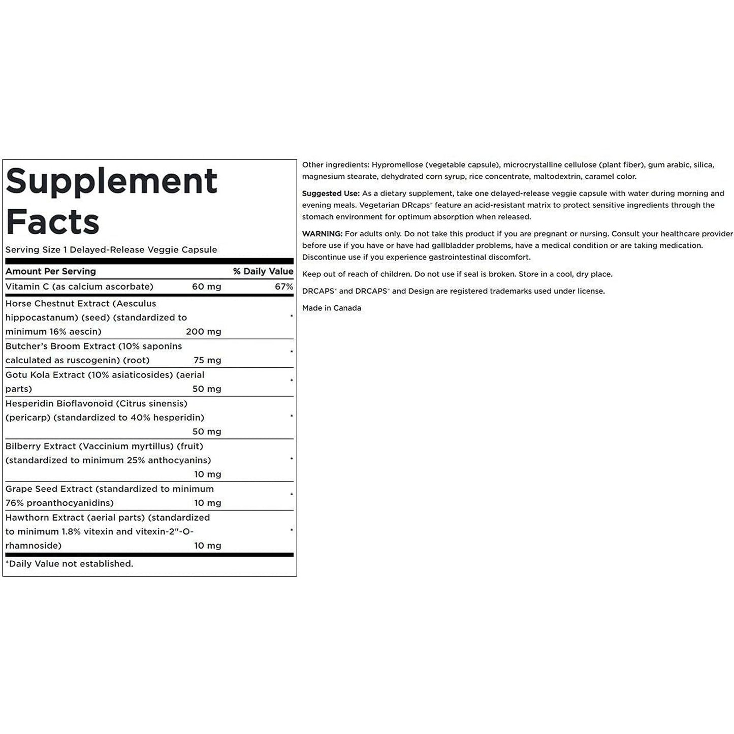 Swanson Leg Vein Essentials Capsules 180 Count