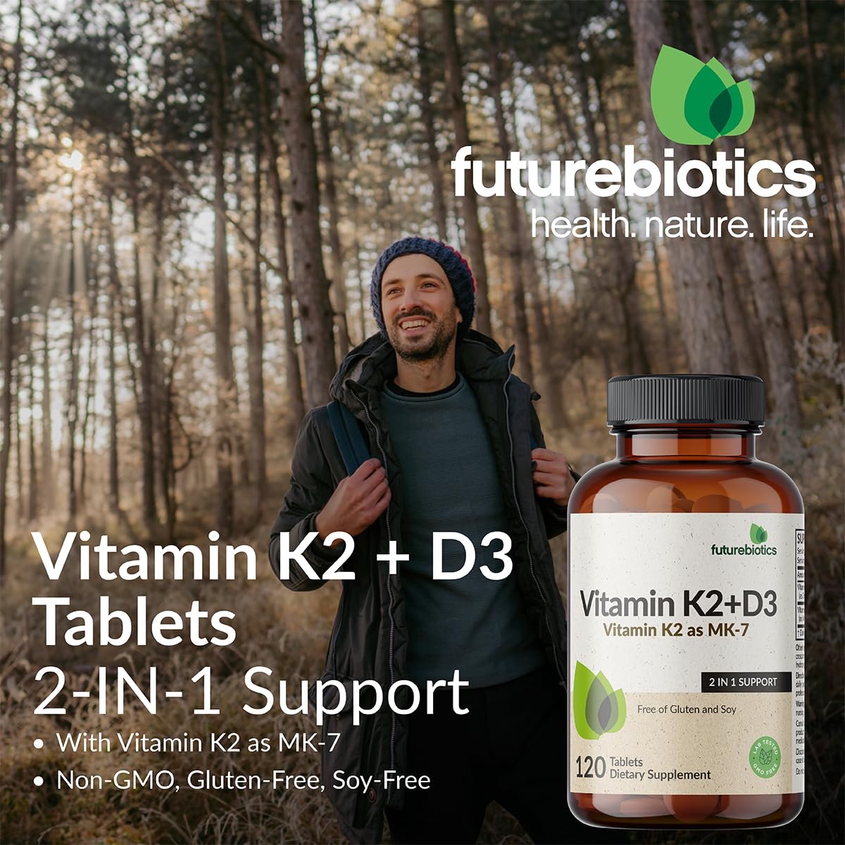 Futurebiotics Vitamin K2 with D3 Tablets, 360 Tablets