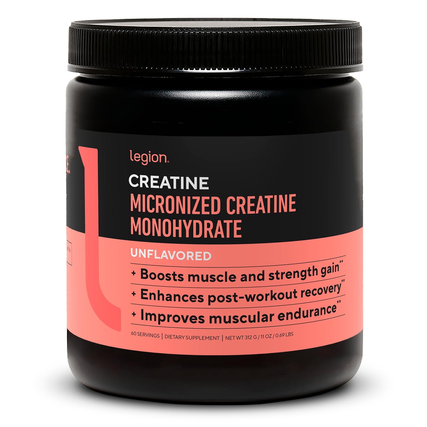 LEGION Micronized Creatine Monohydrate Powder, 60 Servings