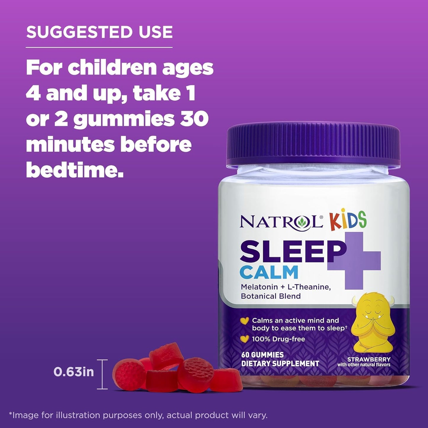 Natrol Kids Sleep+ Calm Melatonin and L-Theanine Sleep Aid Gummies, 120 Count
