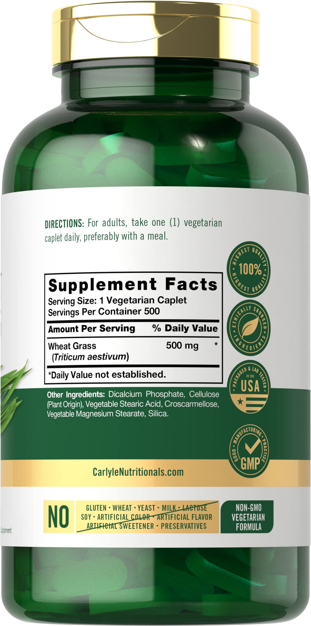 Carlyle Wheat Grass Supplement Caplets 500