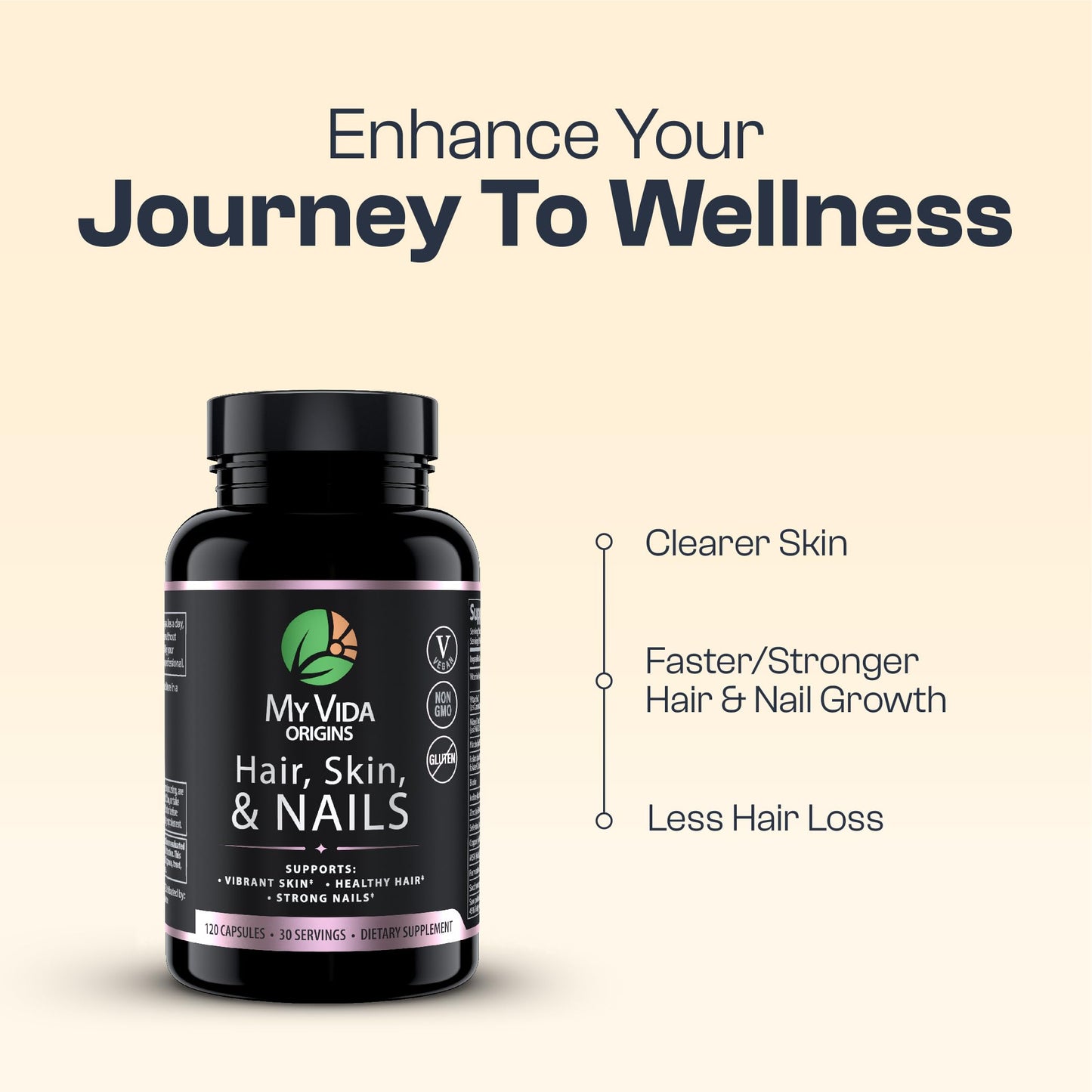 My Vida Origins Hair Skin and Nails Capsules, 120 Capsules