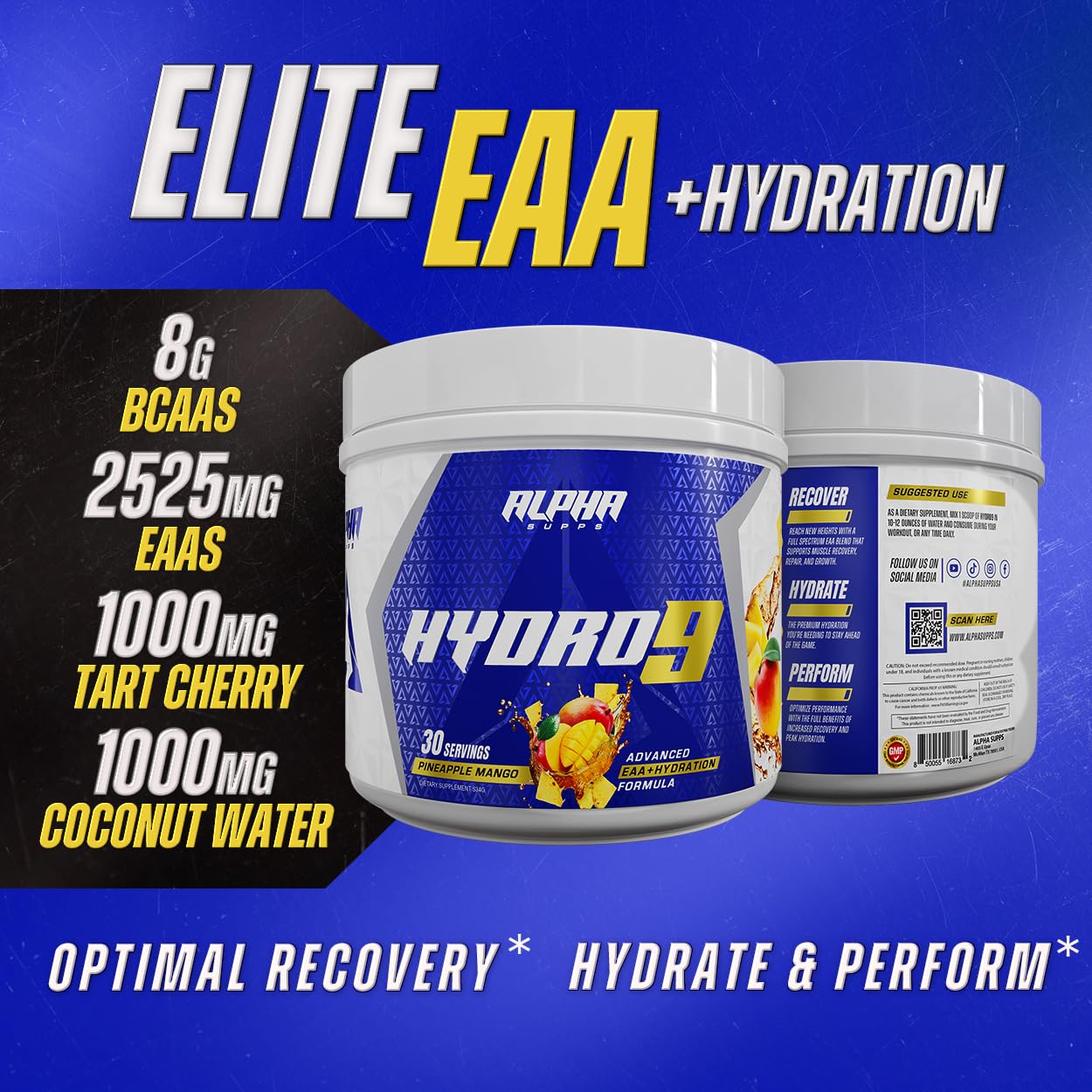 Alpha Supps Hydro 9 Aminos EAA + Hydration Formula with BCAAs & Electrolytes Powder 19