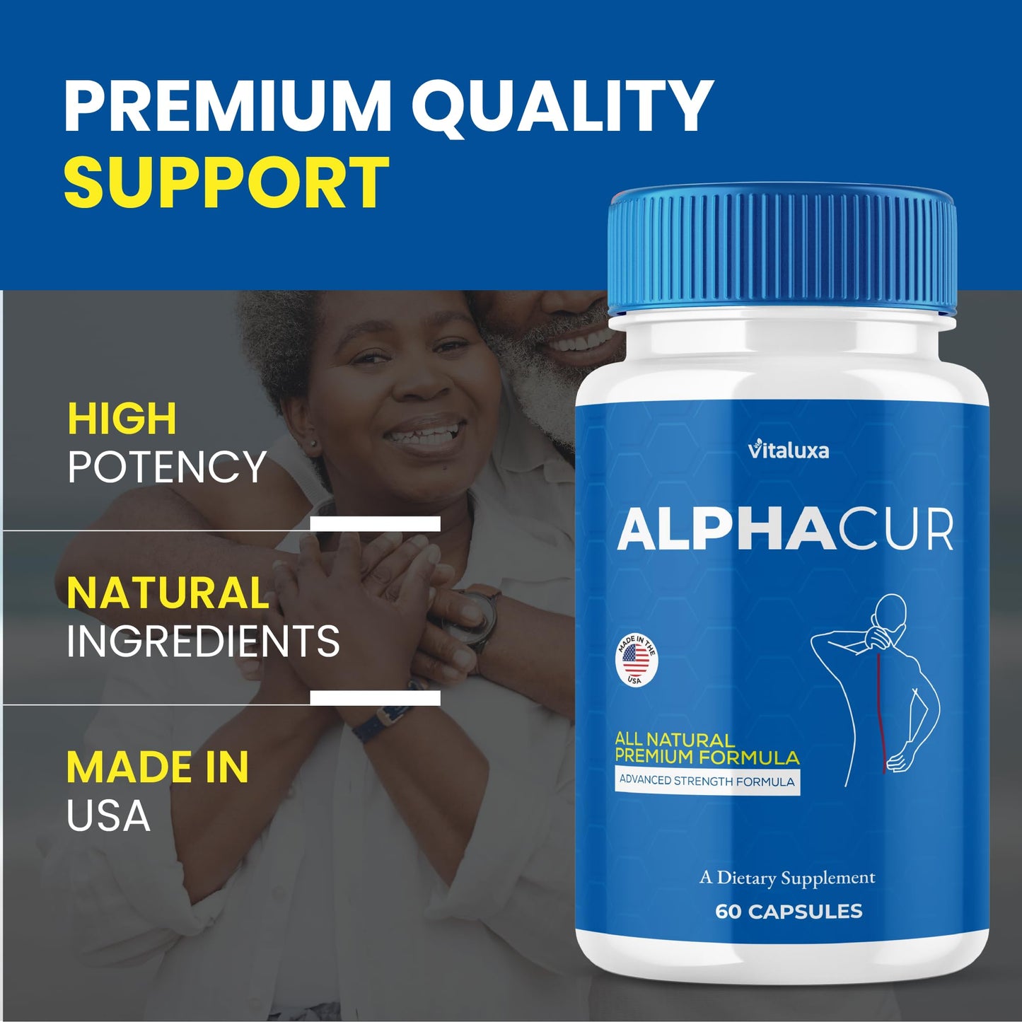 Vitaluxa Alphacur for Neuropathy Nerve Support Capsules, 120 Capsules