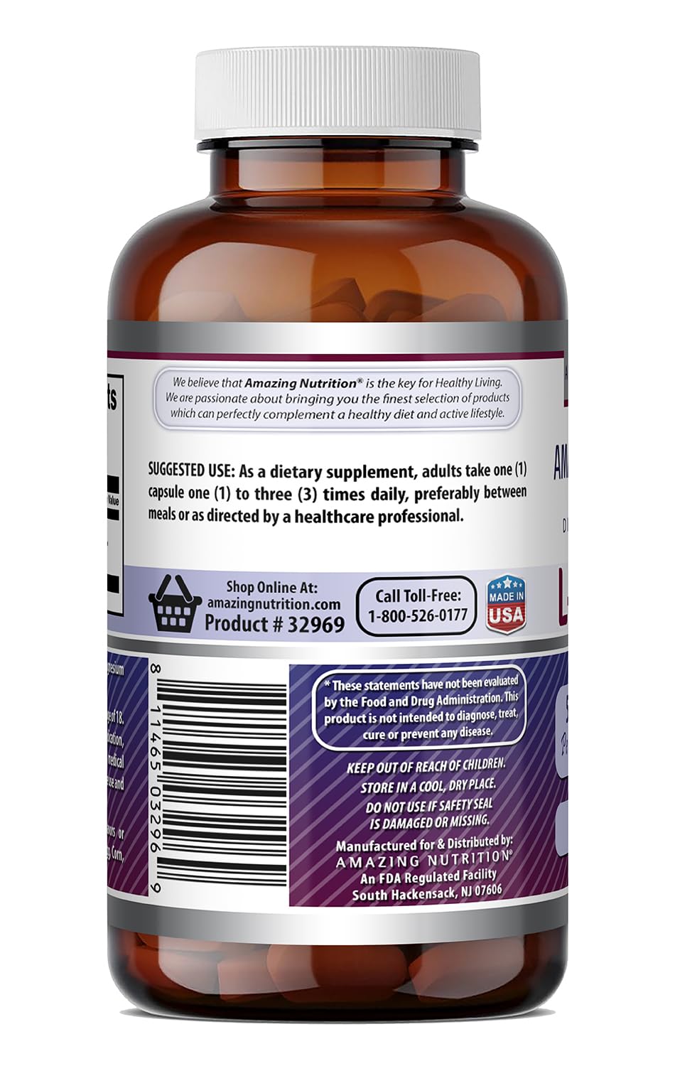 Amazing Nutrition L-Tyrosine 500 mg Capsules, 90 Count