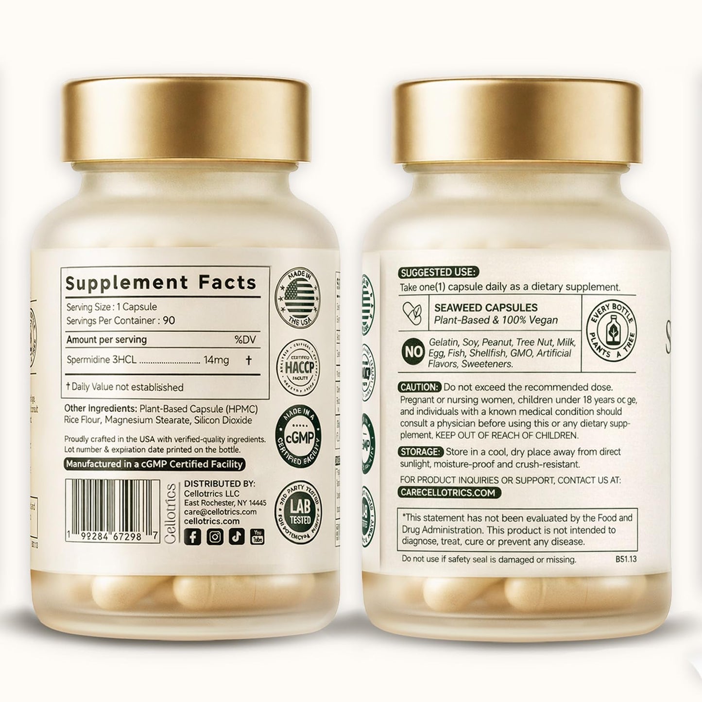 CELLOTRICS Spermidine Supplements 1260mg Capsule, 90 Count