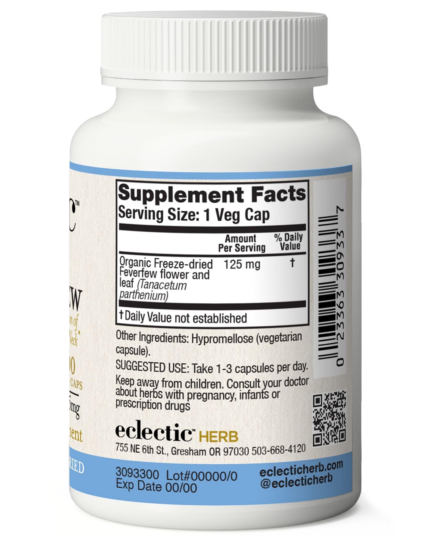 Eclectic Institute Feverfew Capsules, 90 Count