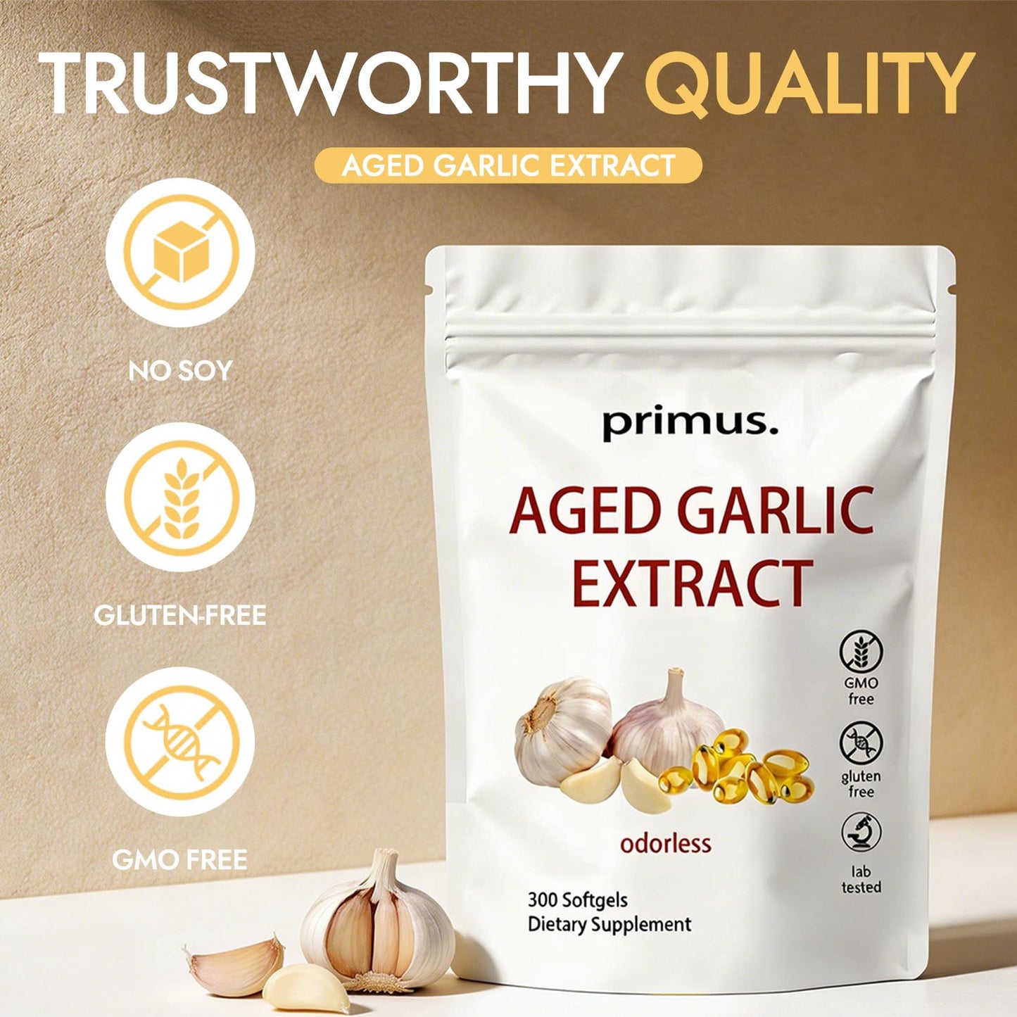 Primus.Labs Aged Garlic 24 Month Aged Softgels 300 Count