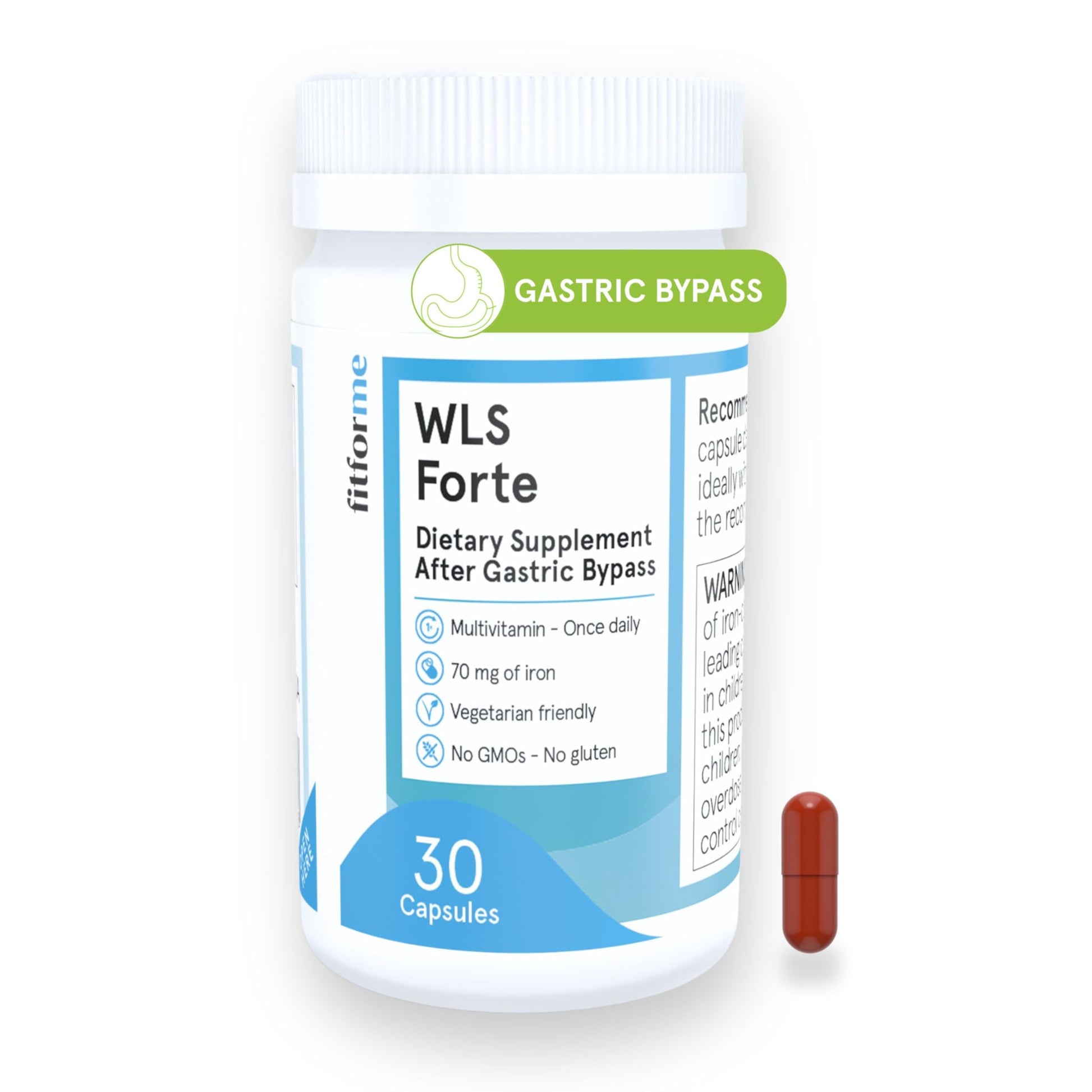 FitForMe Bariatric Multivitamin with Iron for Gastric Bypass Surgery – Capsule, 30 Count