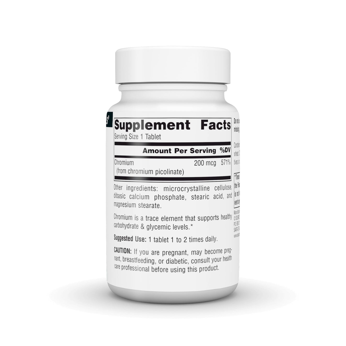 Source Naturals Chromium Picolinate 200 Mcg Tablet, 40 Count
