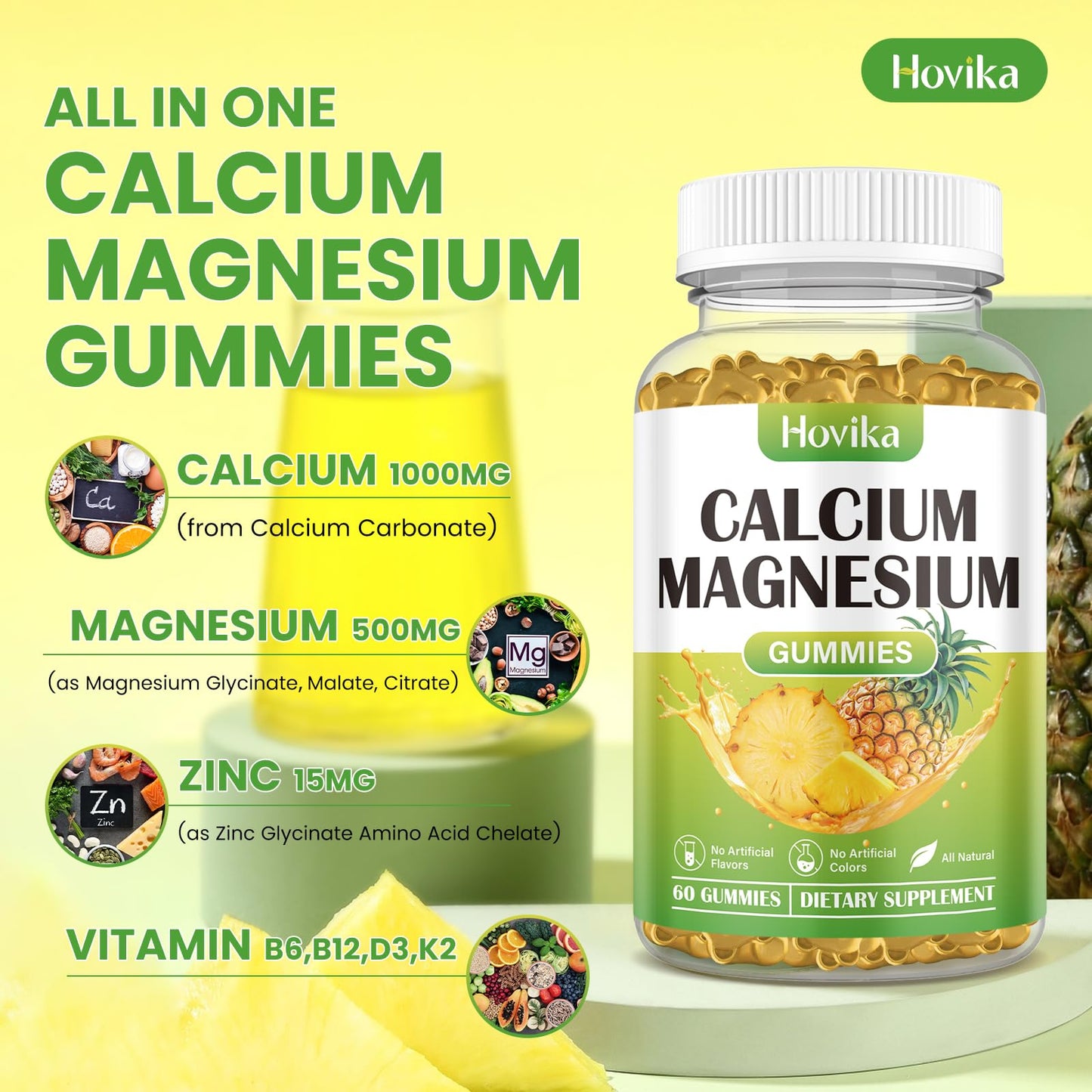Hovika Calcium Magnesium Zinc Gummies 60 Gummies