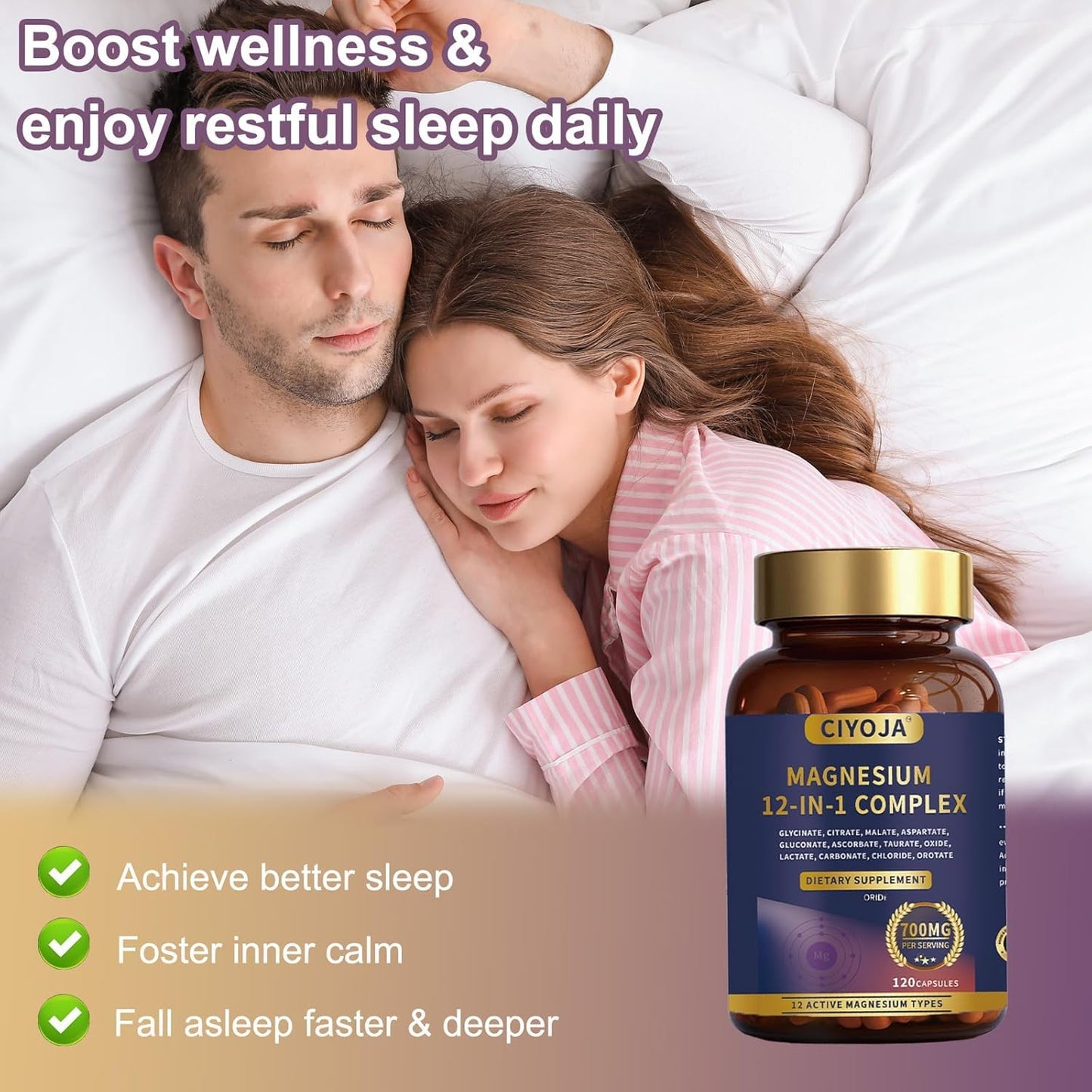 CIYOJA 12 in 1 Magnesium Complex 700mg Softgel, 120 Capsules