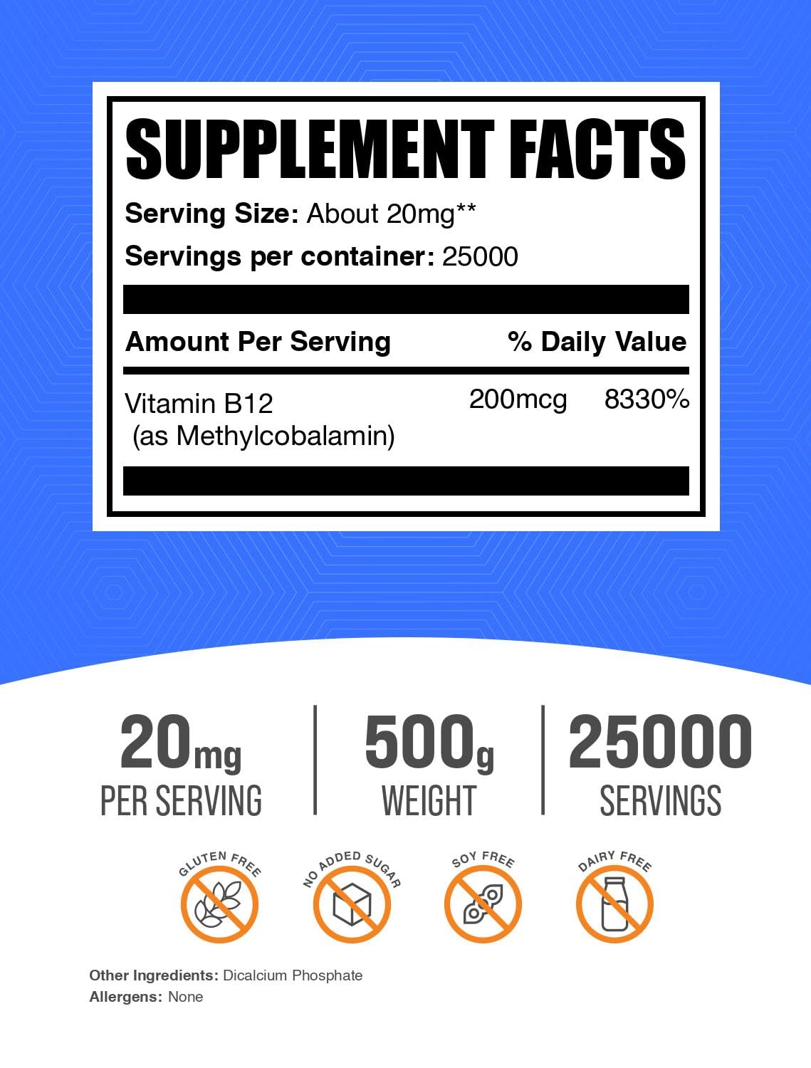 BulkSupplements Vitamin B12 Methylcobalamin Powder, 17.64 Ounce