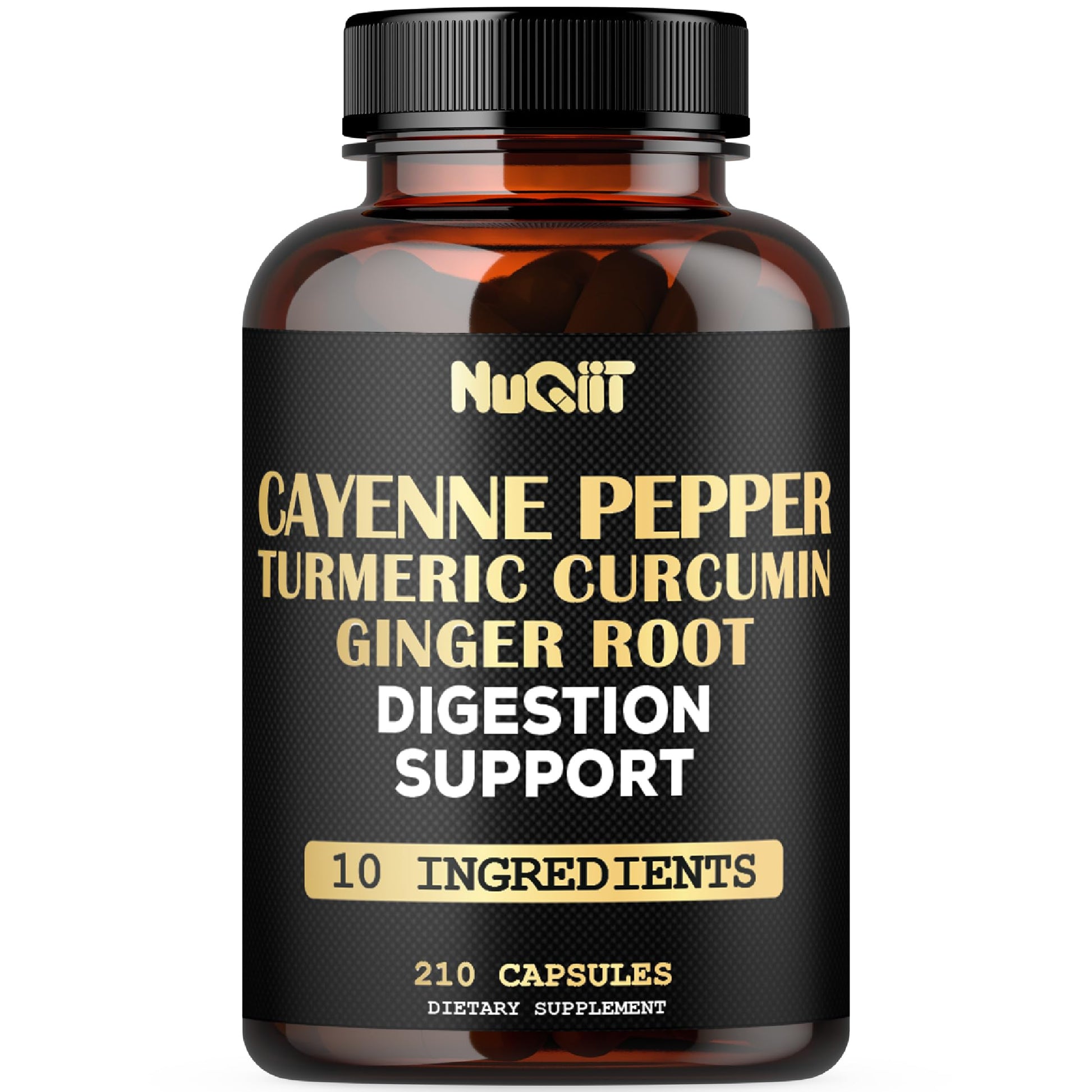 NUQIIT Cayenne Pepper Supplement with Turmeric Curcumin Root, Ginger Root, Ceylon Cinnamon Bark & More, 210 Capsules