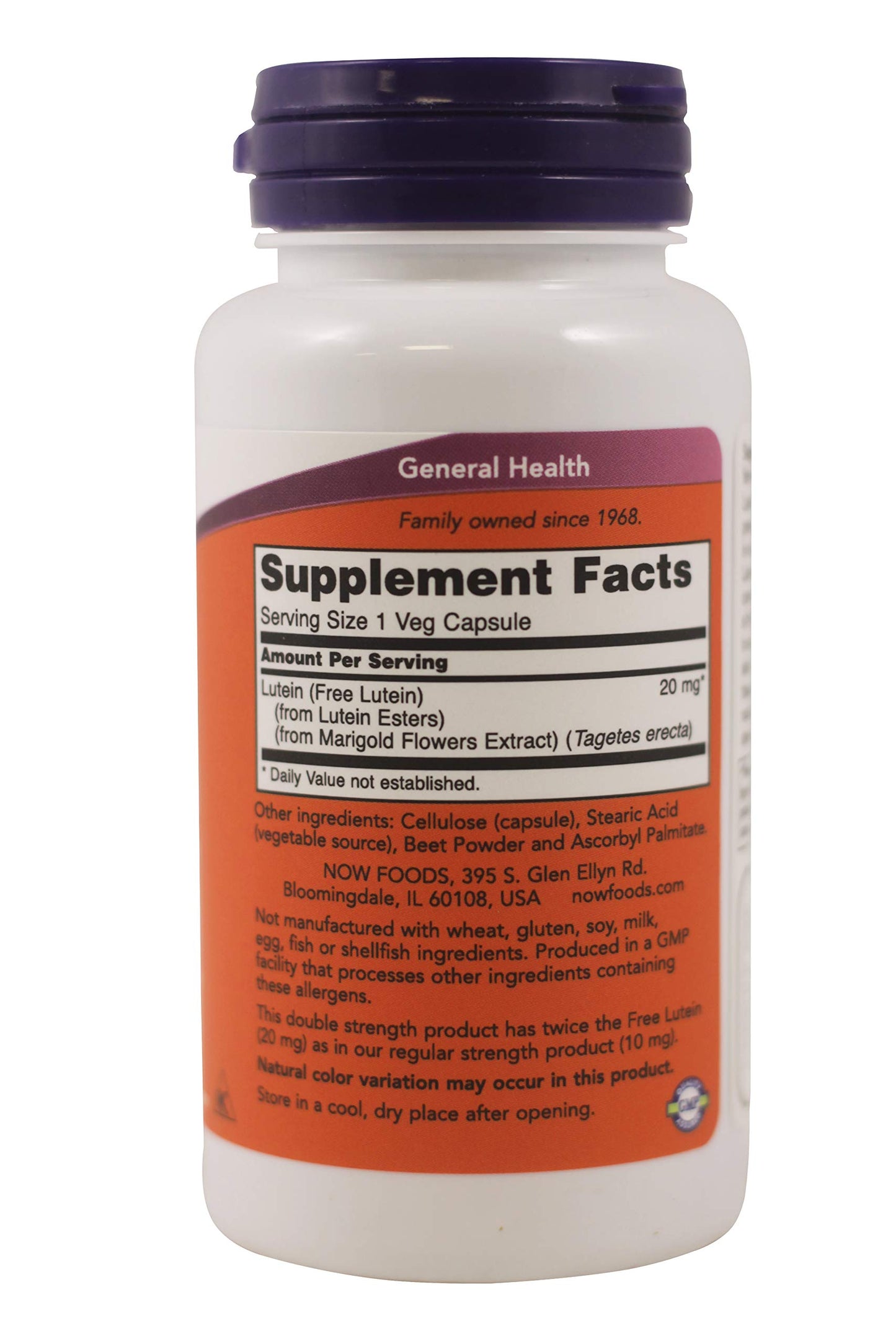 NOW Foods Double Strength Lutein Eye Health Support 20 mg Capsules, 90 Count
