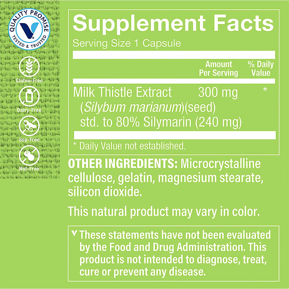 The Vitamin Shoppe Milk Thistle 300 mg Capsules, 100 Count
